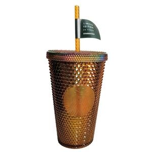 Starbucks 50th Anniversary Copper Iridescent Honeycomb Studded Cold Cup 16 OZ